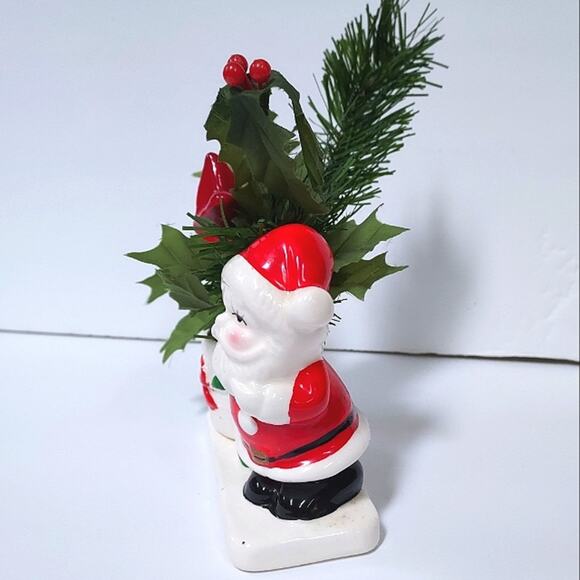 Vintage 60s 70s ceramic Santa Claus Planter Candle Holder Christmas - Picture 2 of 9